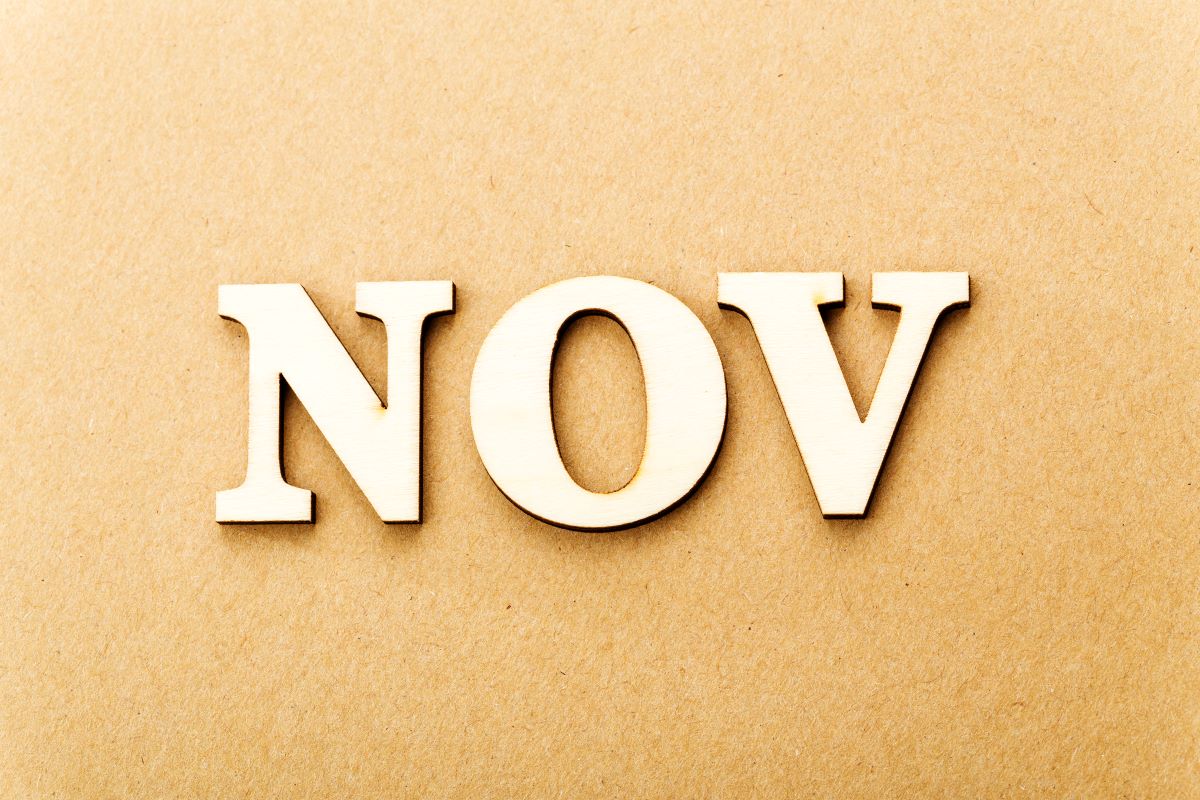 November Text on Yellow Background