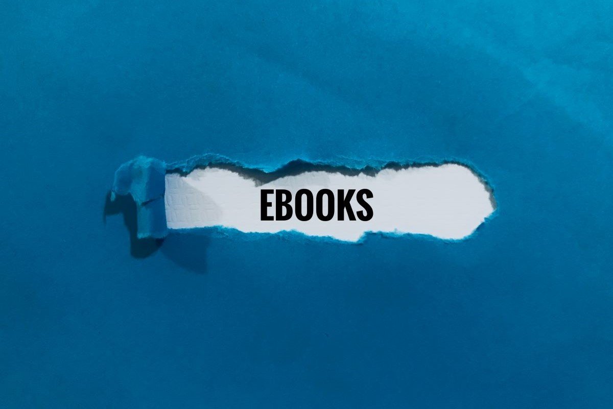 ebooks word in blue paper background